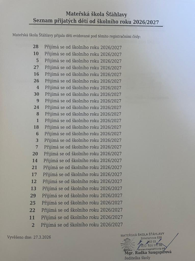 zápis do MŠ 2026/2027